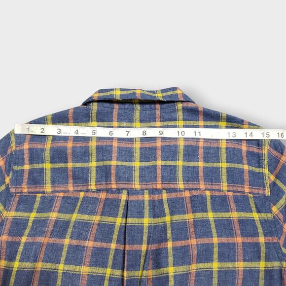 Toad&CO Re-Form Flannel Shirtdress Navy Blue Plaid Button Front Sz Small Casual - Picture 11 of 13